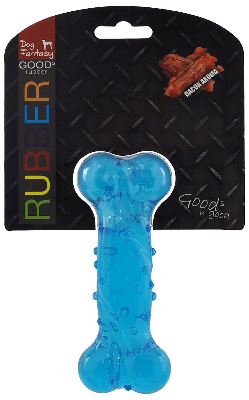 Dog Fantasy Strong kosť s vôňou slaniny modrá 12,5cm