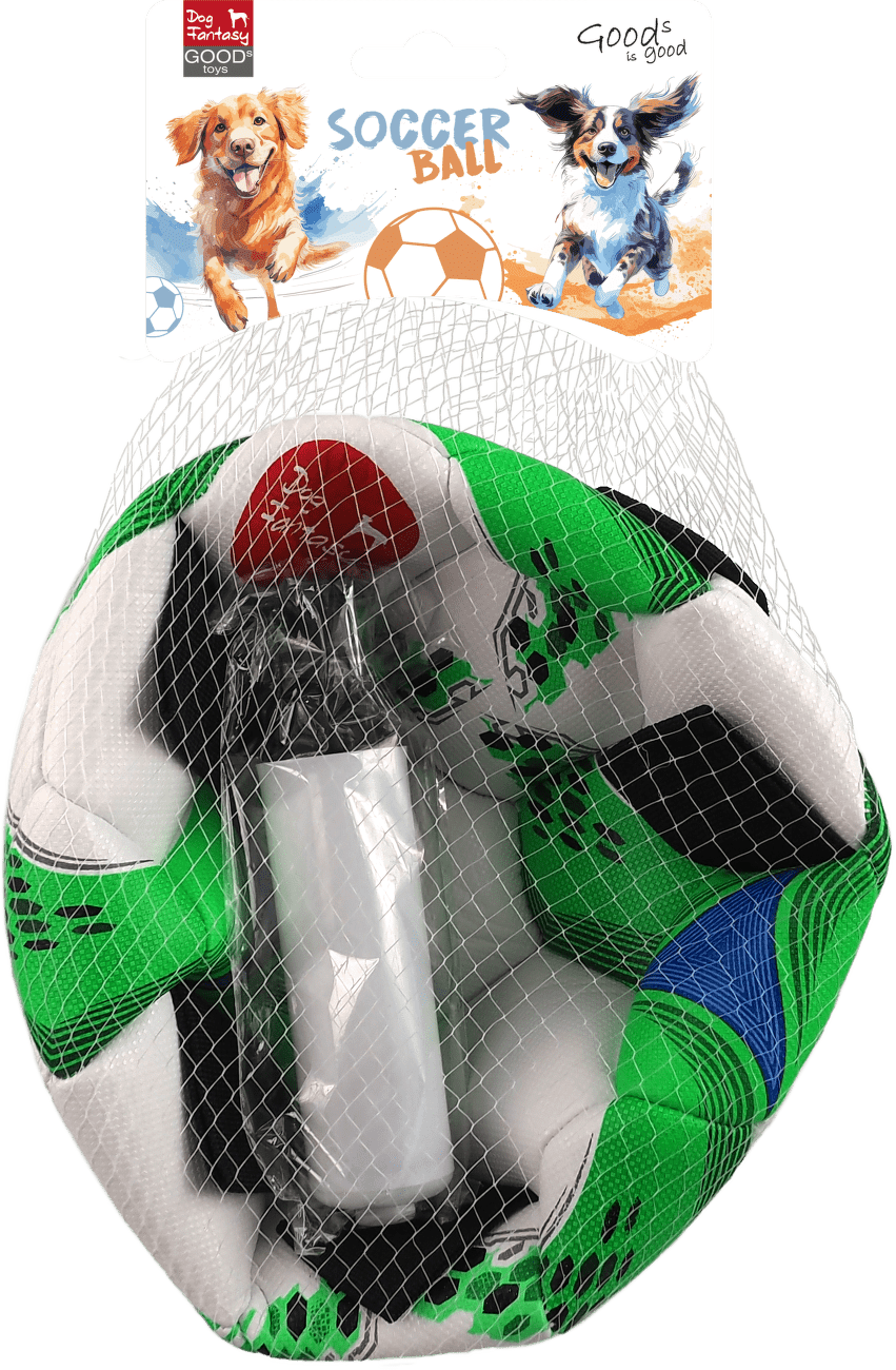 Dog Fantasy hračka futbalová lopta s úchytkami  nafukovacia 22 cm
