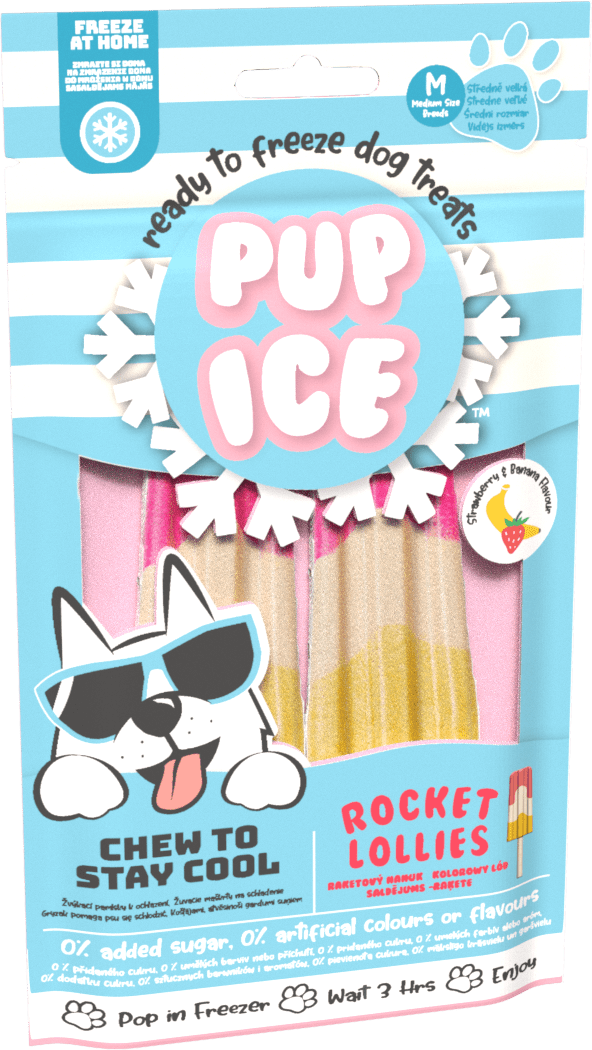 PUP ICE chladiaca pochúťka zmrzlina pre psov s jahodou a banánom  90 g