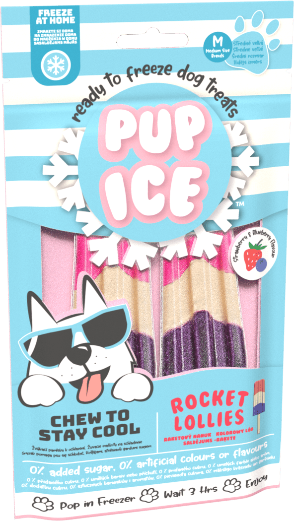 PUP ICE chladiaca pochúťka zmrzlina pre psov s jahodou a čučoriedkami 90 g