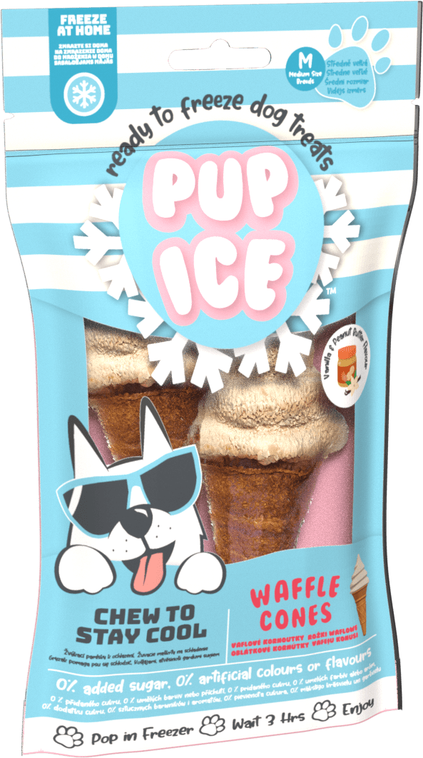 PUP ICE chladiaca pochúťka zmrzlina pre psov s vanilkou a arašidovým maslom 110 g