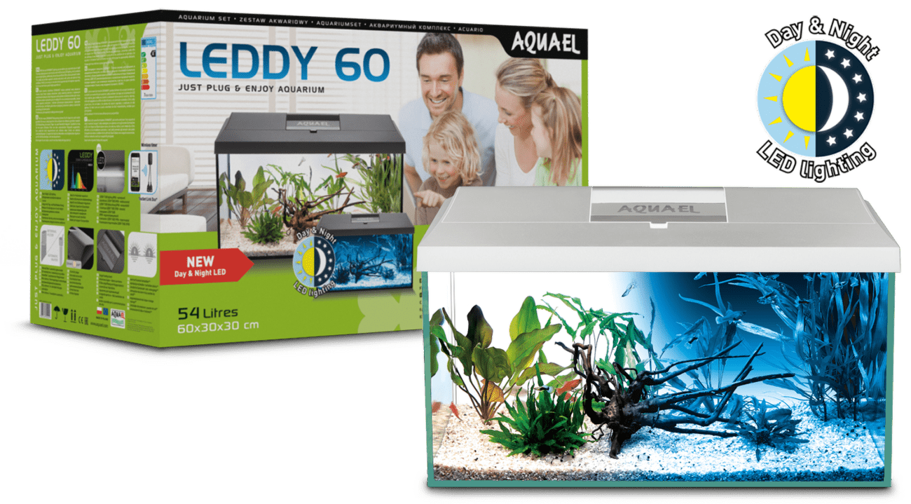 AQUAEL Akvarium set LEDDY LED DN 60x30x30cm, 54l biele