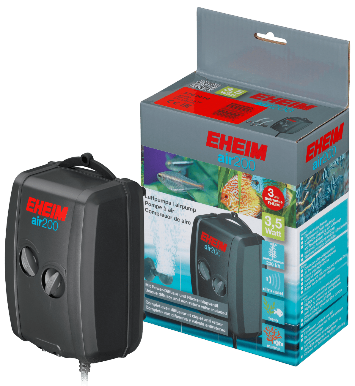 Eheim Kompresor vzduchovaci 200, 2x100l/h, 4W