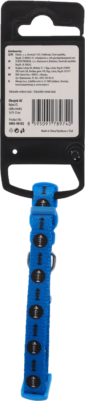 Obojok AC nylon XS rybka modra 1x19-31cm