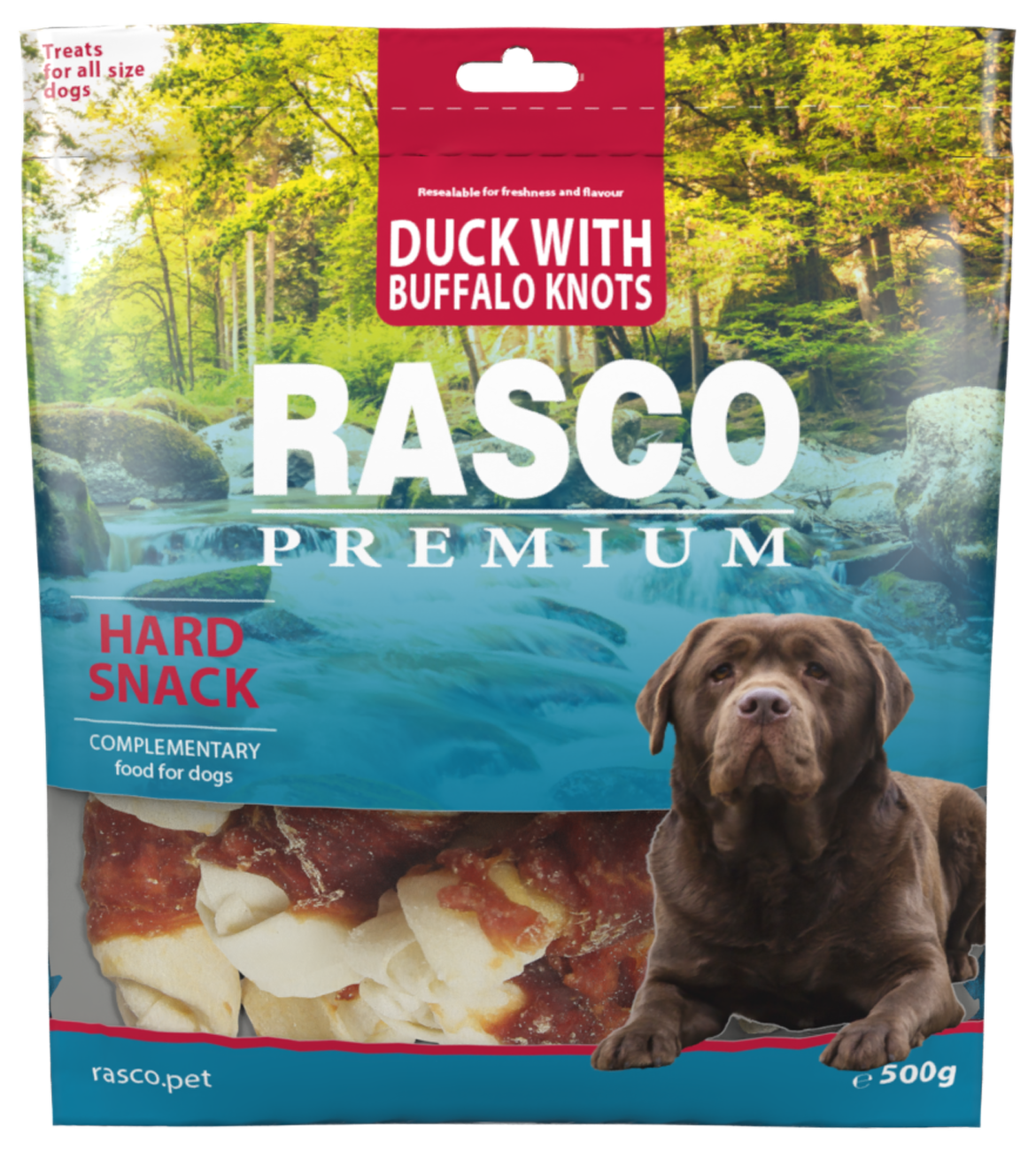 Rasco pochúťka uzle byvolie 5 cm s kačacím mäsom 500 g