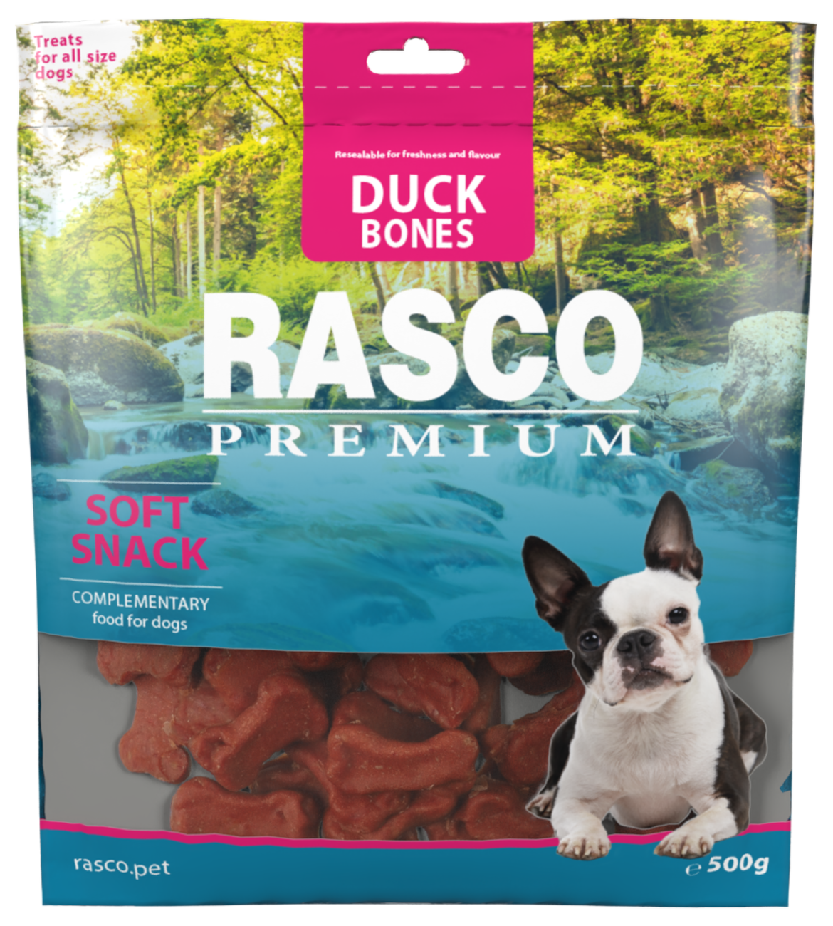 RASCO Prem. poch. mini kosti z kačacieho mäsa 500g
