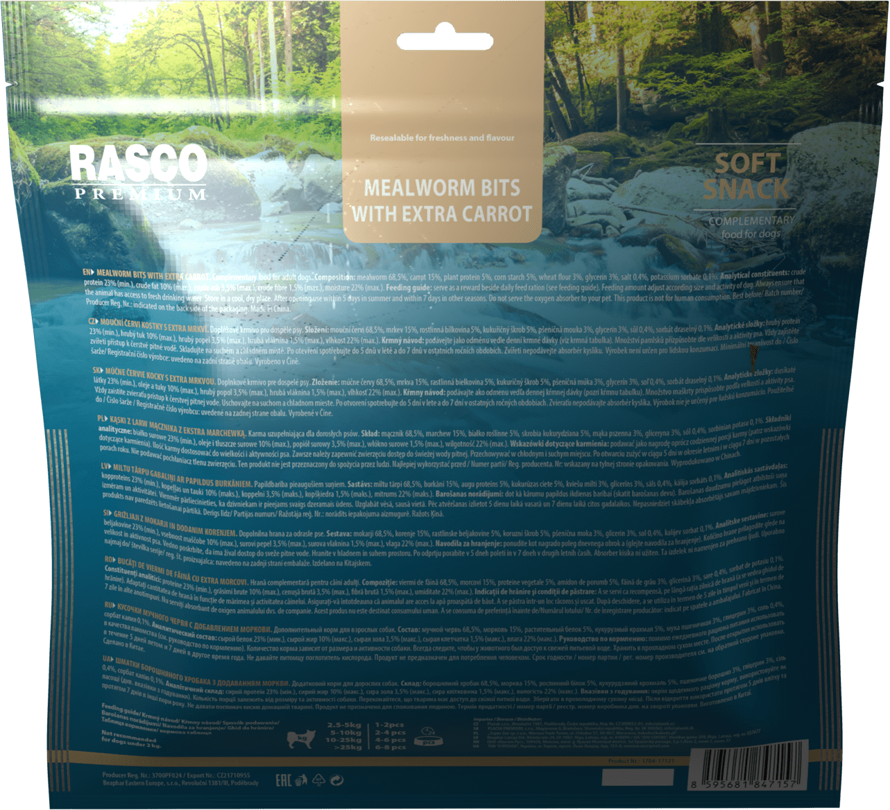 Rasco Premium poch.  múčne červy s mrkvou 500 g