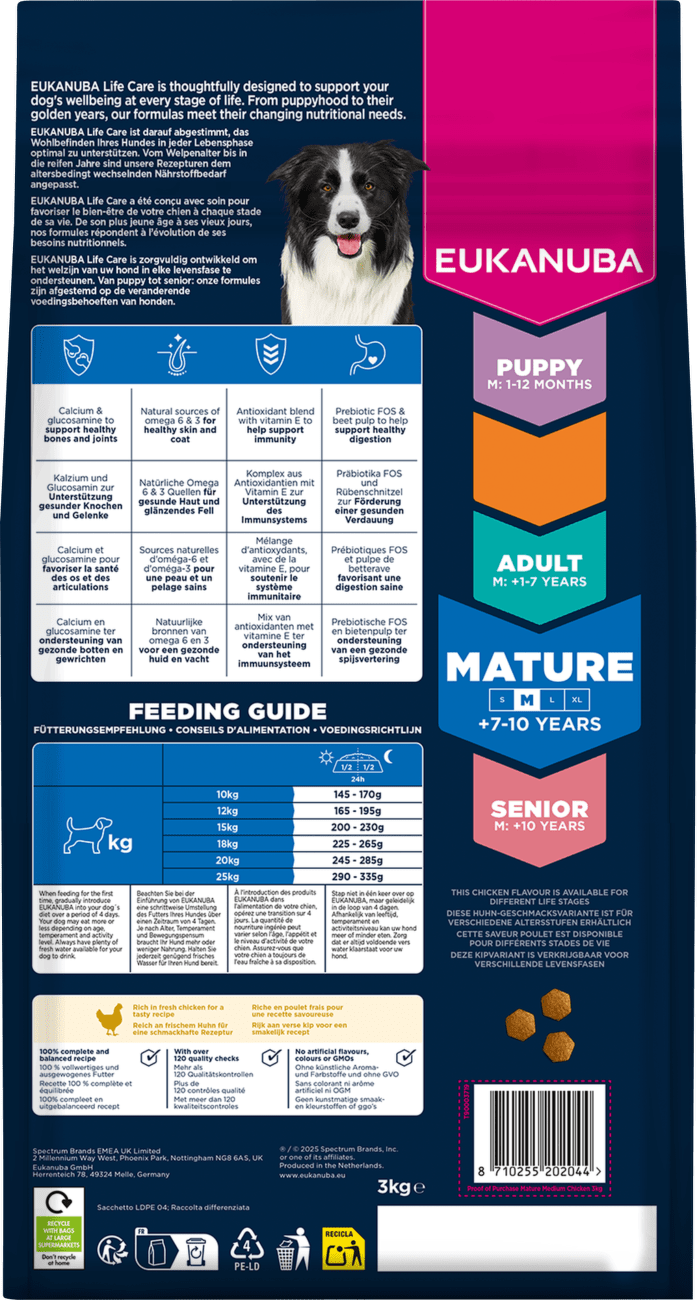Krmivo Eukanuba Mature Medium s kuracím 3kg