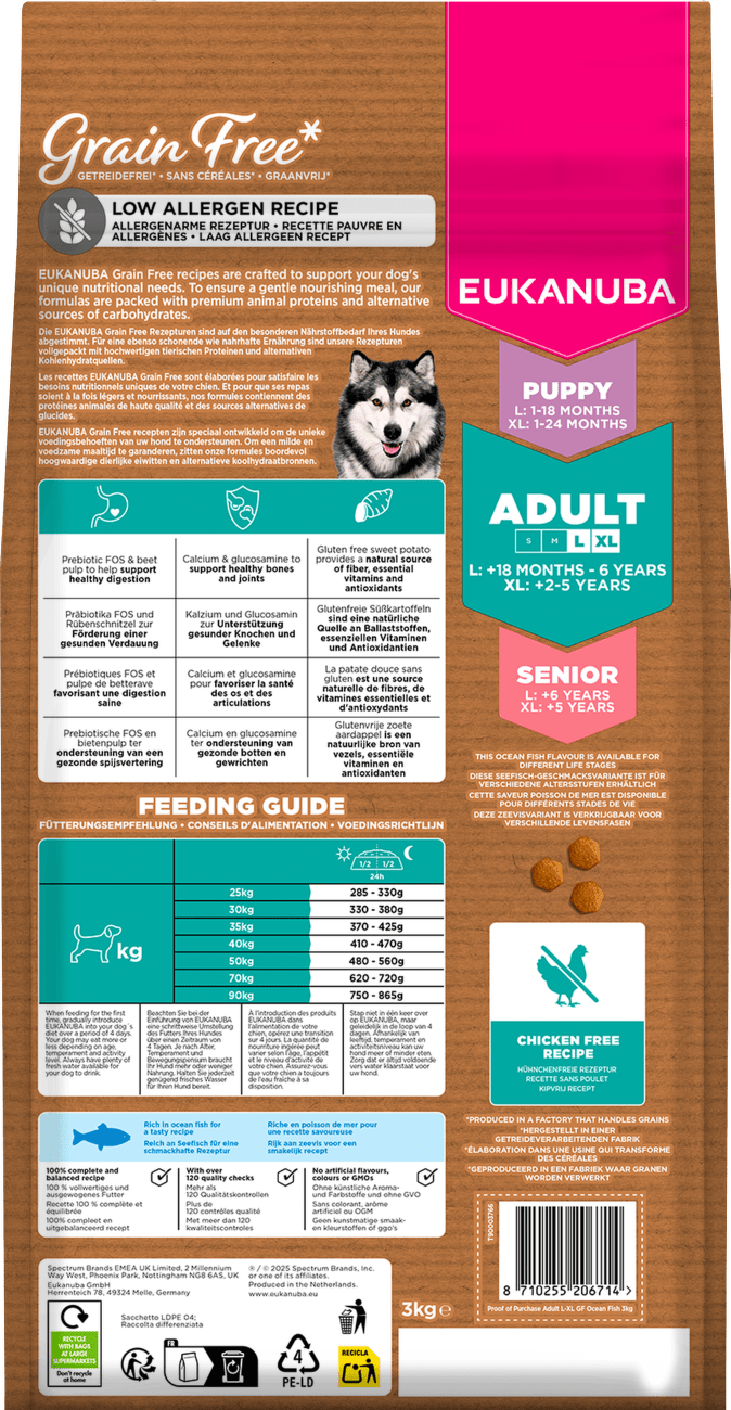 Krmivo Eukanuba Grain Free Adult Large morské ryby 3kg