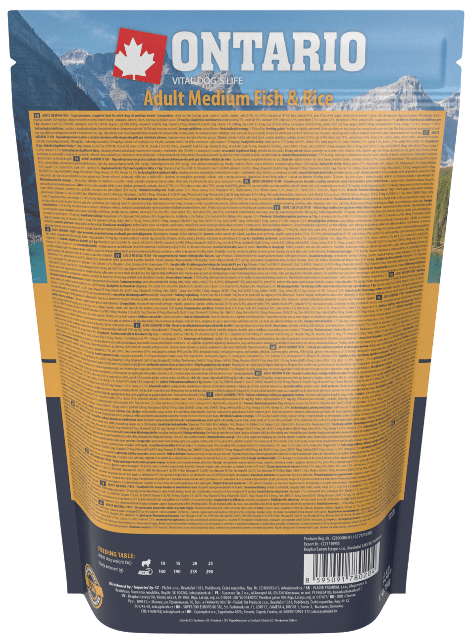 Ontario granuly Adult Medium ryba a ryža 0,75 kg