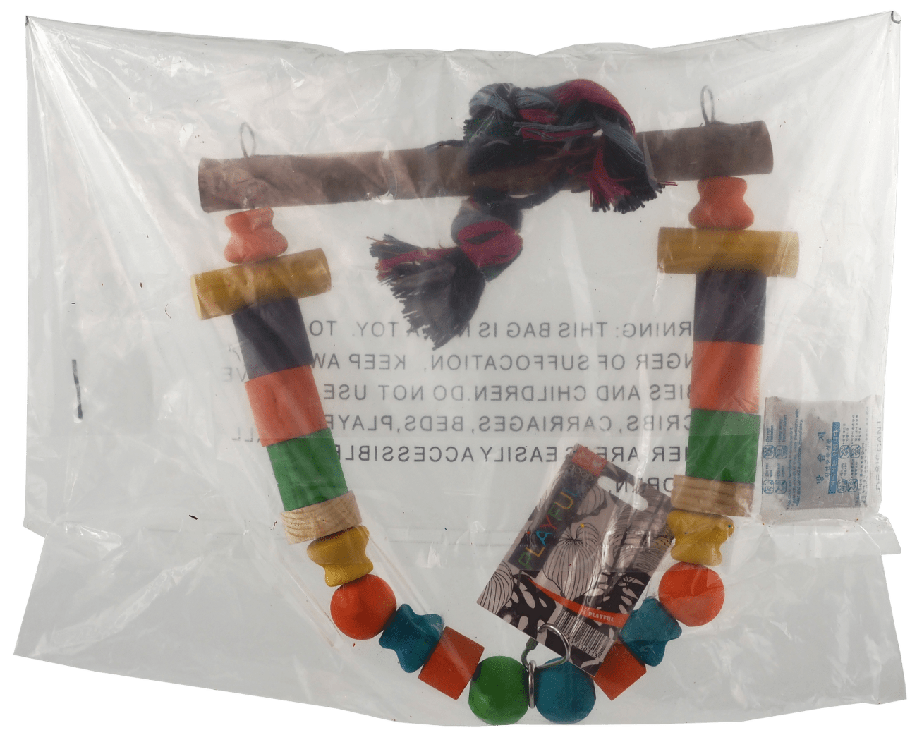 Bird Jewel hojdačka drevená s uzlom farebná 32 cm
