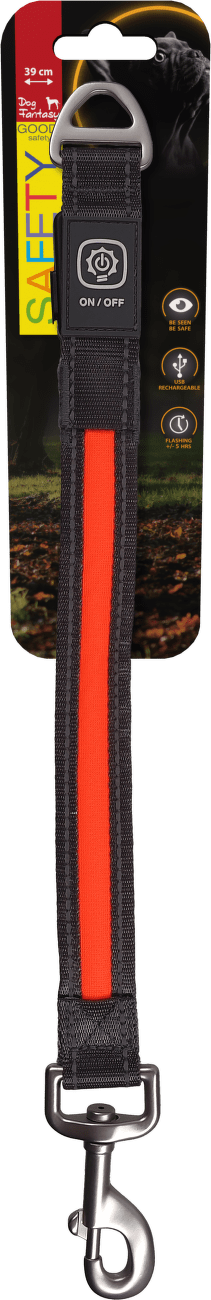 Svietiaci USB LED nadstavec na vodítko Dog Fantasy oranžový
