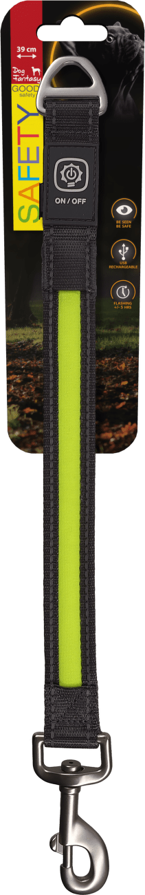 Svietiaci USB LED nadstavec na vodítko Dog Fantasy zelený