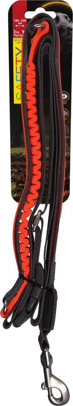 Svietiace bežecké vodítko Dog Fantasy oranžové 180-250cm