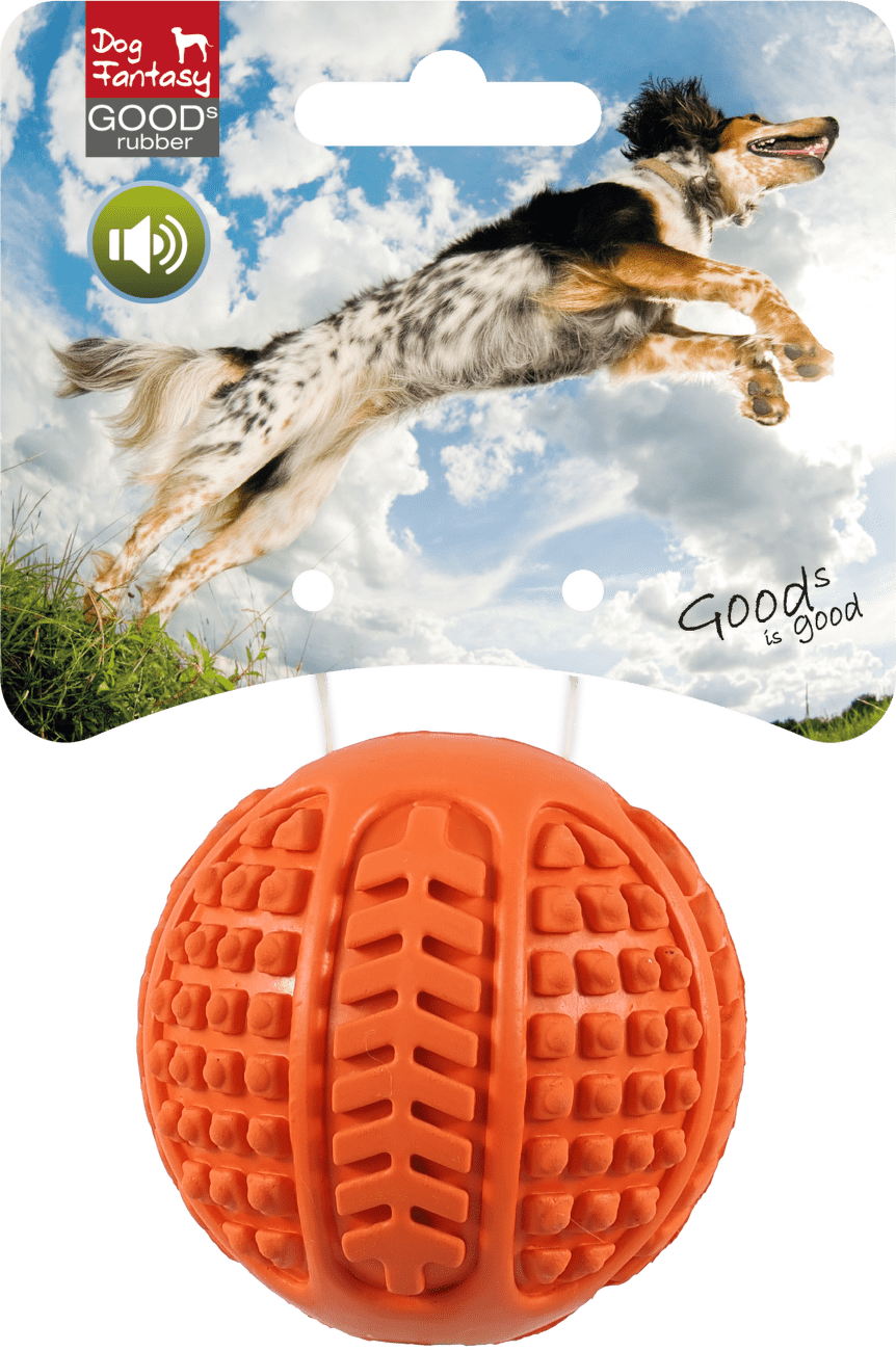 Dog Fantasy hračka lopta pískacia oranžová 6,3 cm
