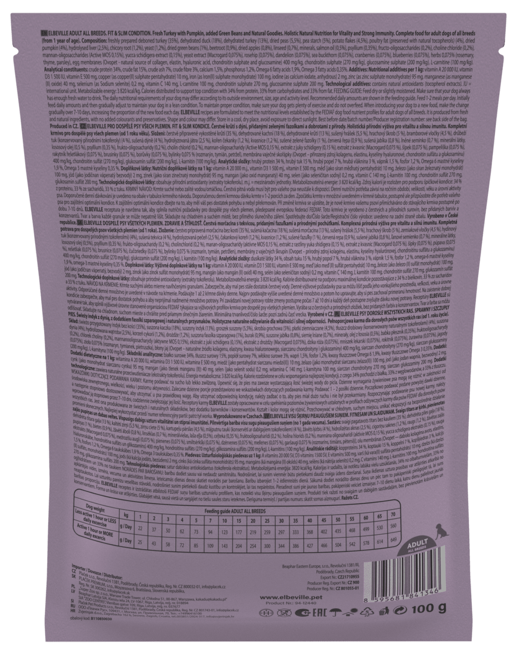 VZORKA Elbeville Adult All Breeds Fresh Turkey Fit & Slim Condition 100 g