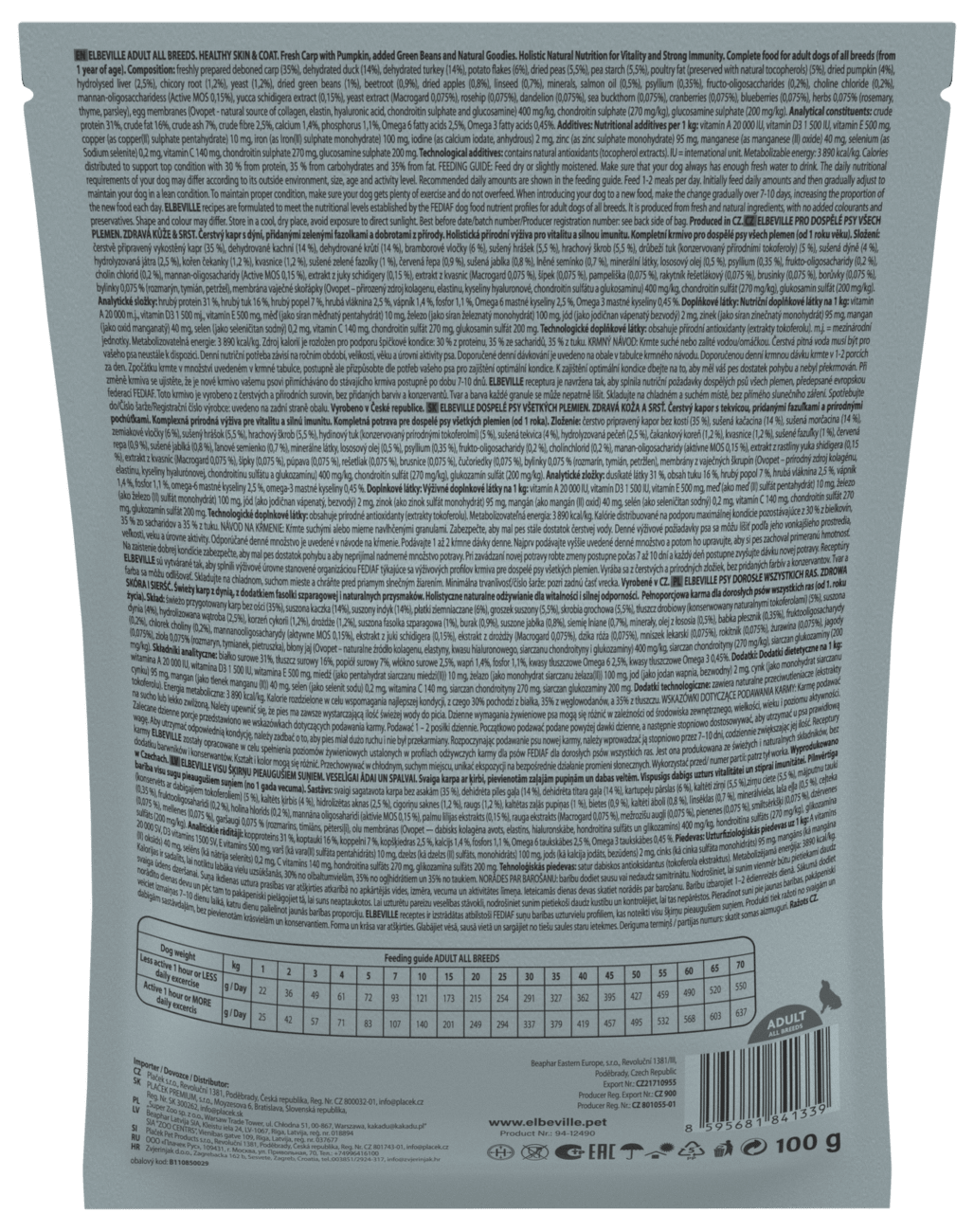 VZORKA Elbeville Adult All Breeds Fresh Carp Healthy Skin & Coat 100 g