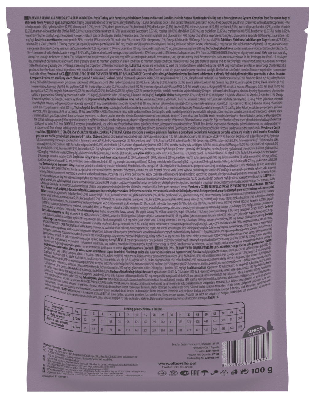 VZORKA Elbeville Senior All Breeds Fresh Turkey Fit & Slim Condition 100 g