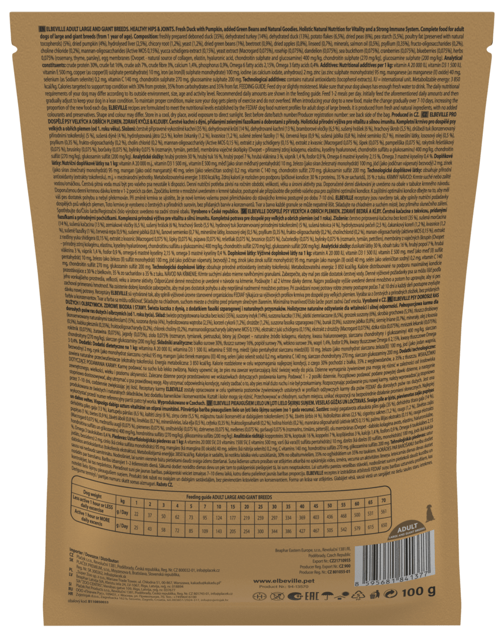 VZORKA Elbeville Adult Large Fresh Duck Healthy Hips and Joints 100 g