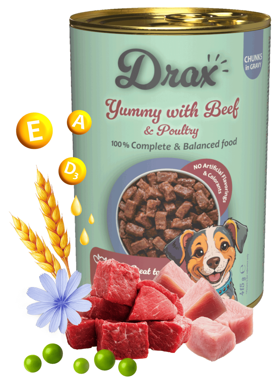 Konzerva Drax Adult Dog s hovězím a kuřecím 415g