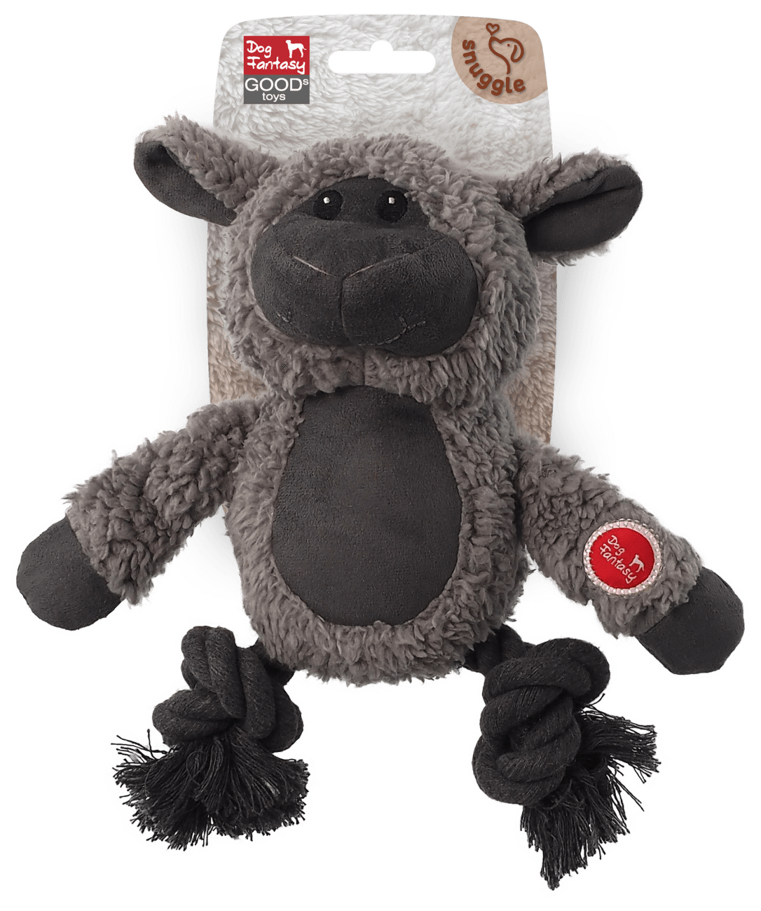 Dog Fantasy Snuggle hračka pískacie zvieratko s uzlami 21 cm mix
