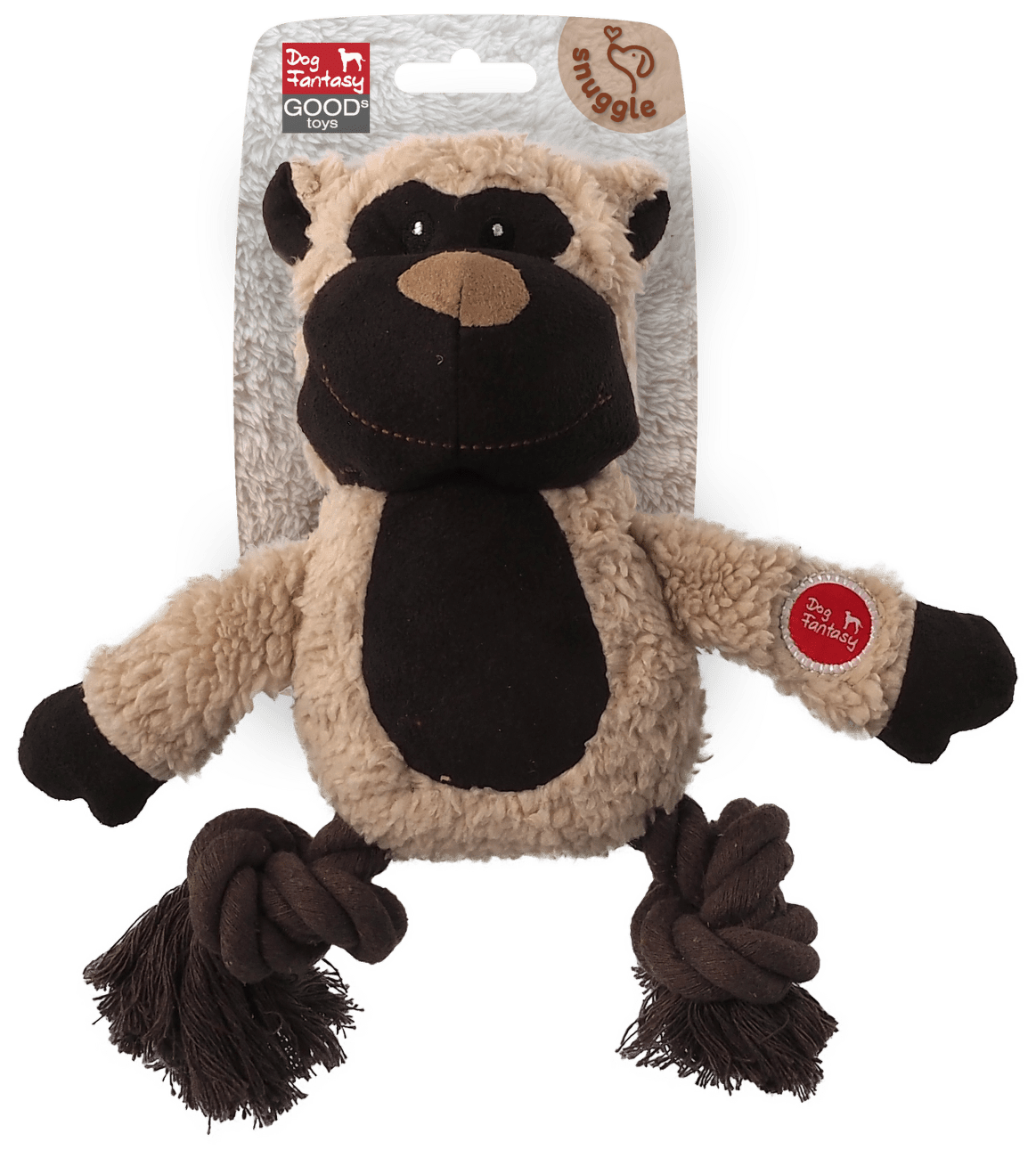 Dog Fantasy Snuggle hračka pískacie zvieratko s uzlami 21 cm mix