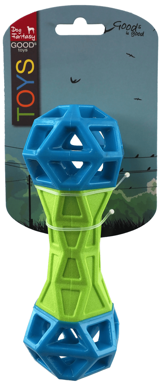 Dog Fantasy kosť s geometrickými obrazcami zeleno-modrá 18cm