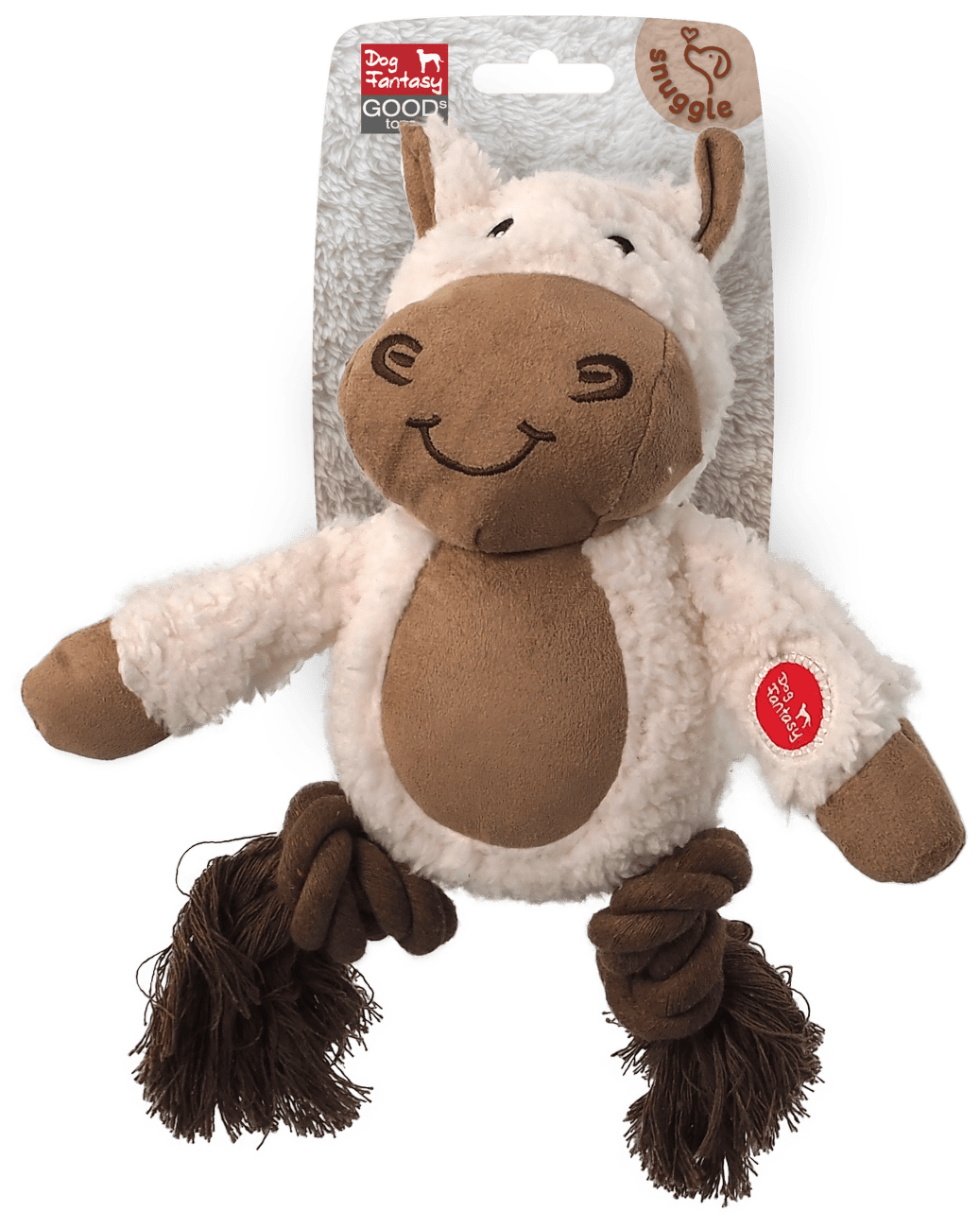 Dog Fantasy Snuggle hračka pískacie zvieratko s uzlami 21 cm mix
