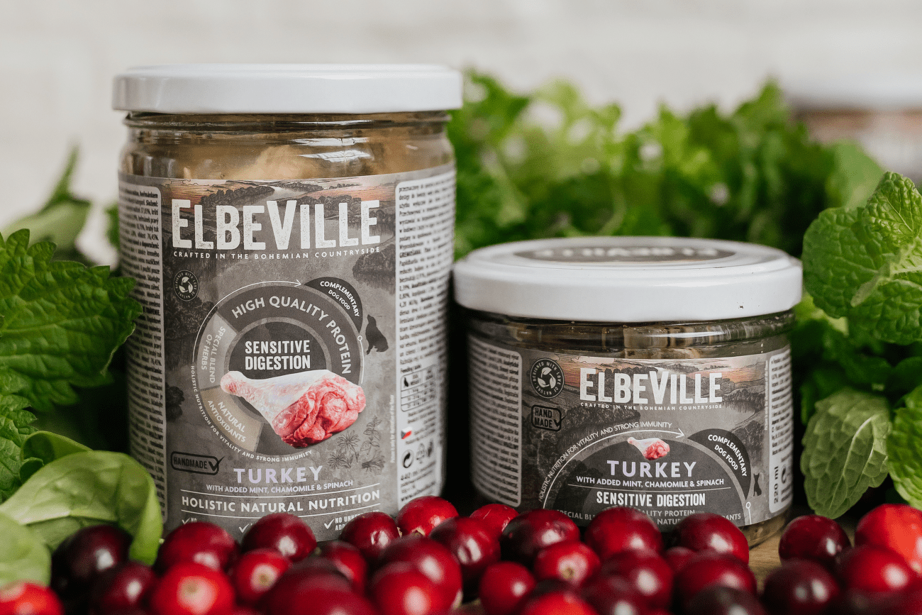 Elbeville dog krmivo v skle Sensitive Digestion morka s mätou 440 ml