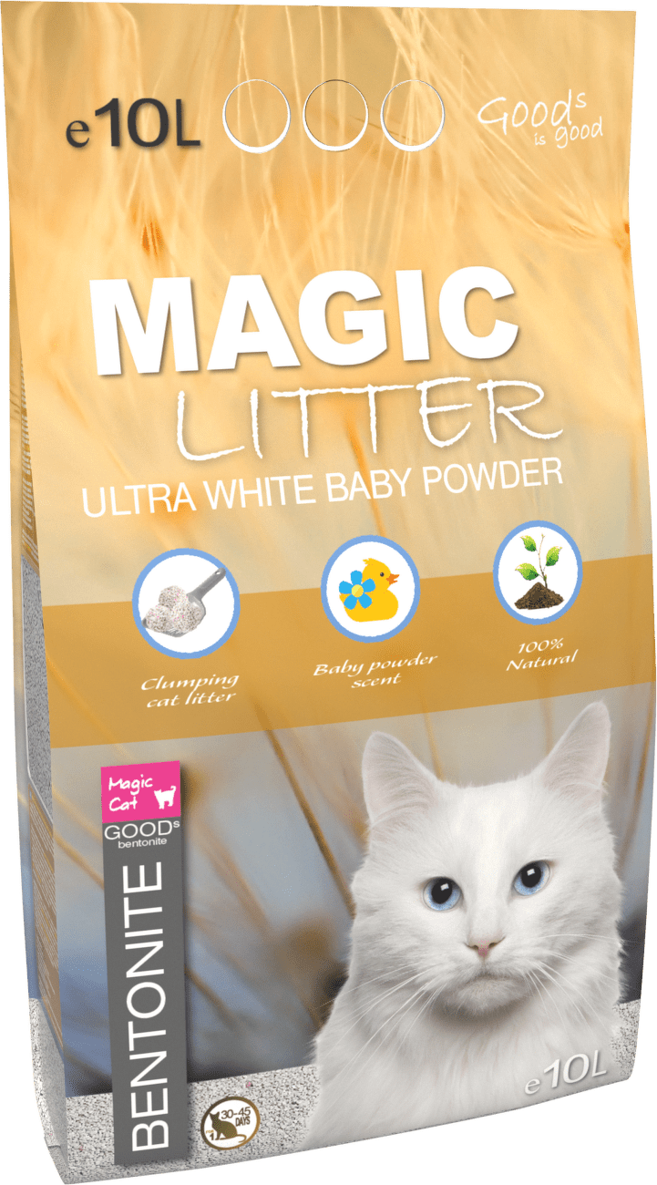 Magic Litter podstielka pre mačky Bentonite Ultra White Baby Powder 10 l