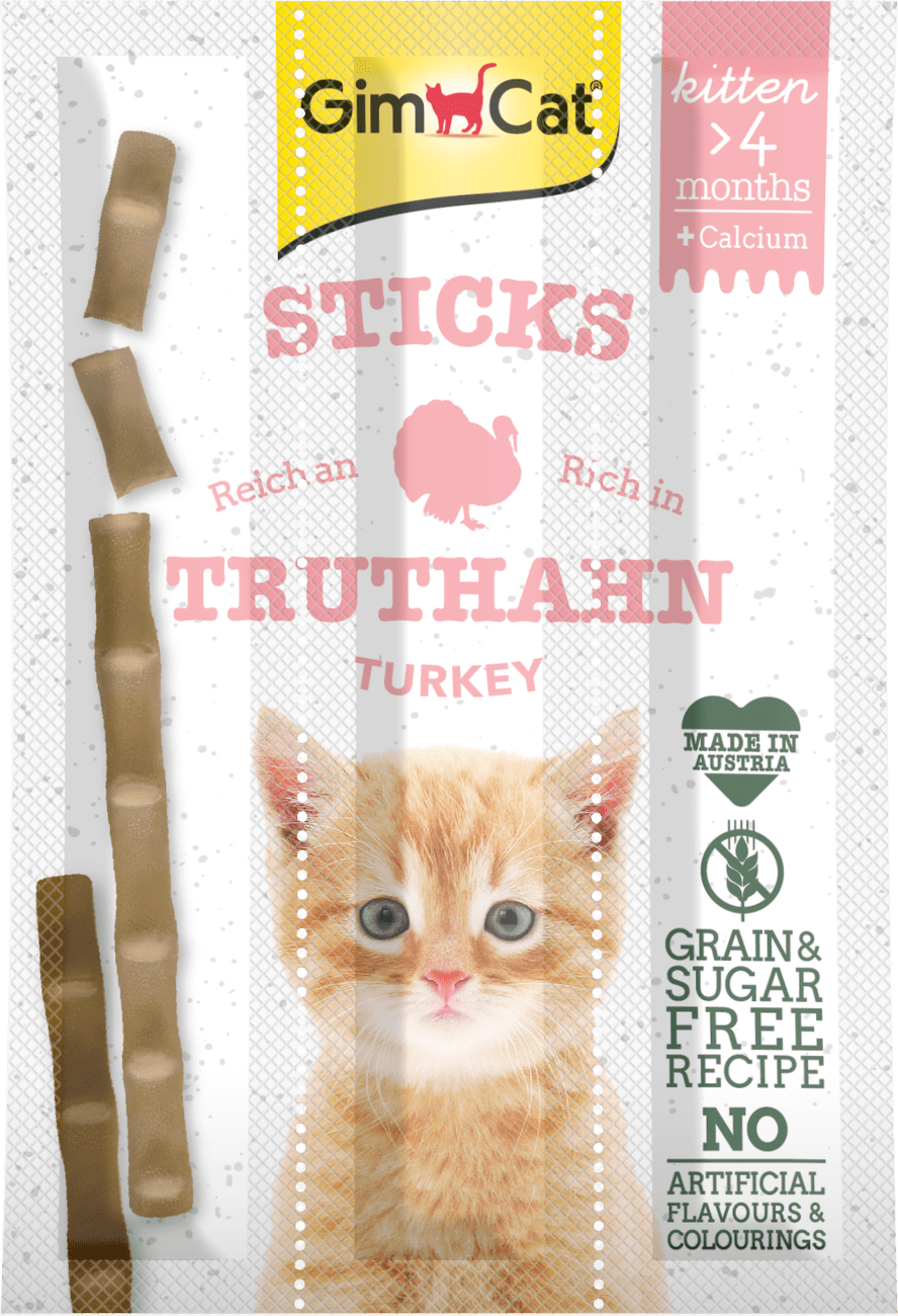 Tyčinky GimCat Sticks Kitten krocan + vápník 3 ks