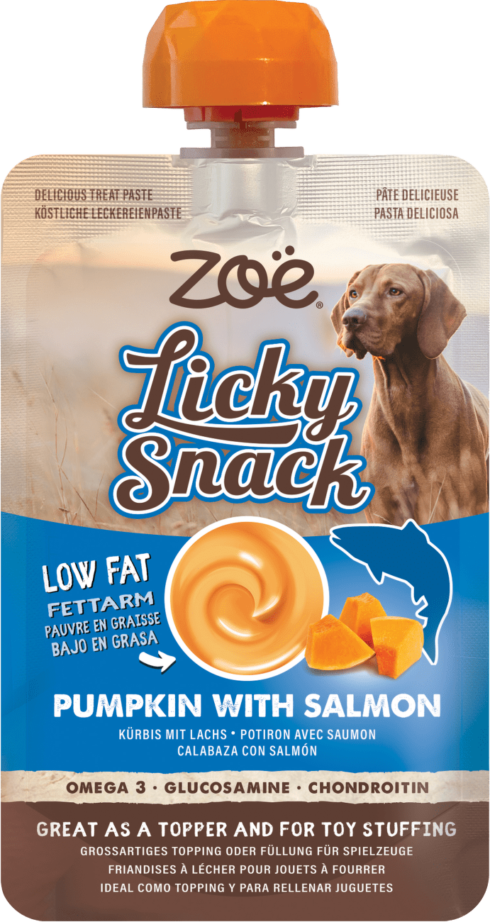Lízací pamlsek Zoë Licky Snack s dýní a lososem 85 g