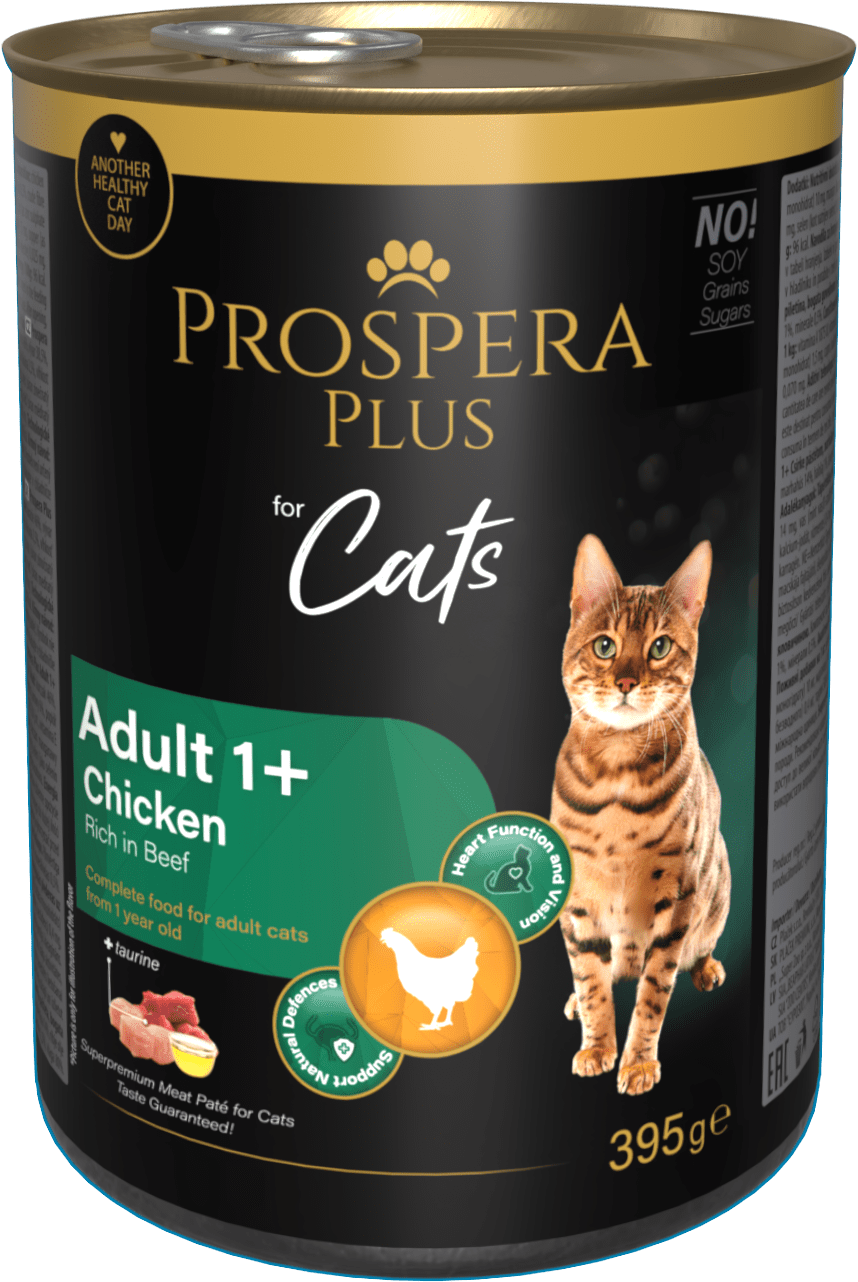 Konzerva Prospera Plus Cat Meat Paté Adult 1+ kura a hovädzie 395g