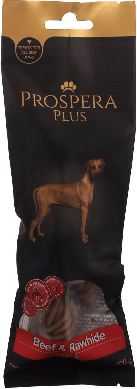 Pochoutka Prospera Plus Hovězí a surová kůže kroucená tyčinka 1ks 15cm