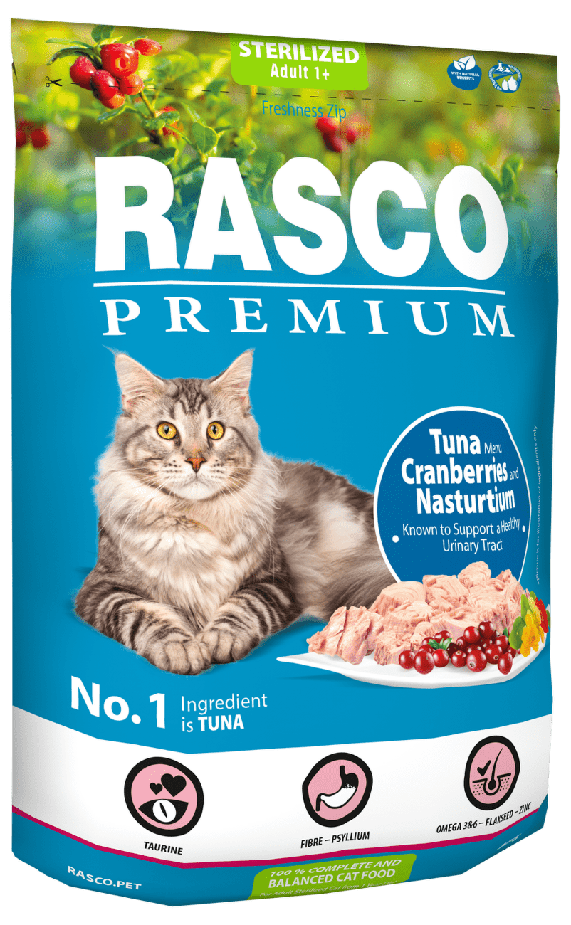 Rasco Premium Cat Sterilized tuniak s brusnicami a kapucínkou 400 g