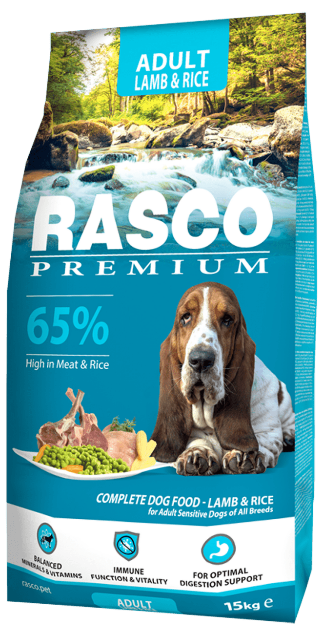 Rasco Premium dog granuly Adult Sensitive jahňa a ryža 15 kg