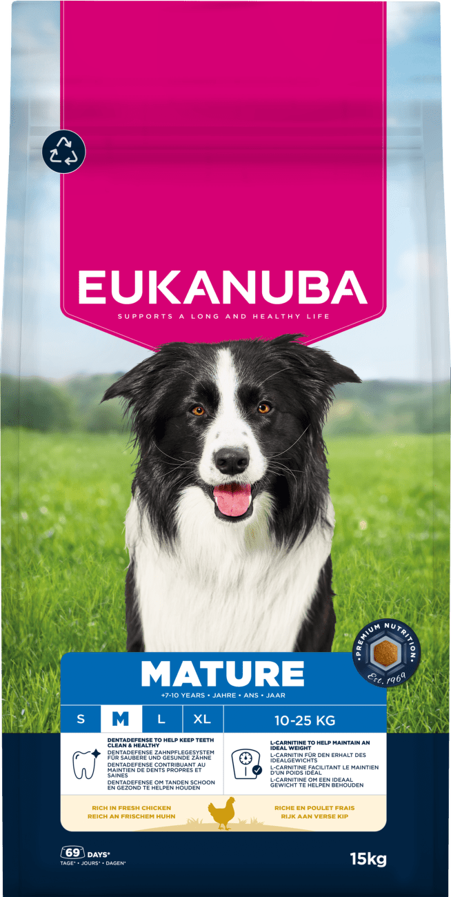 Krmivo Eukanuba Mature Medium a kuracím 15kg