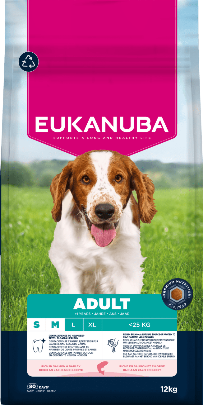 Krmivo Eukanuba Adult Small&Medium losos a jačmeň 12kg