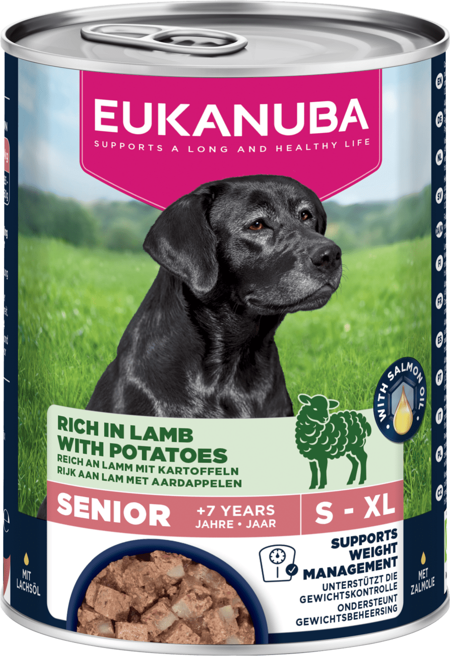 Konzerva Eukanuba Senior jahňacie so zemiakmi 400g