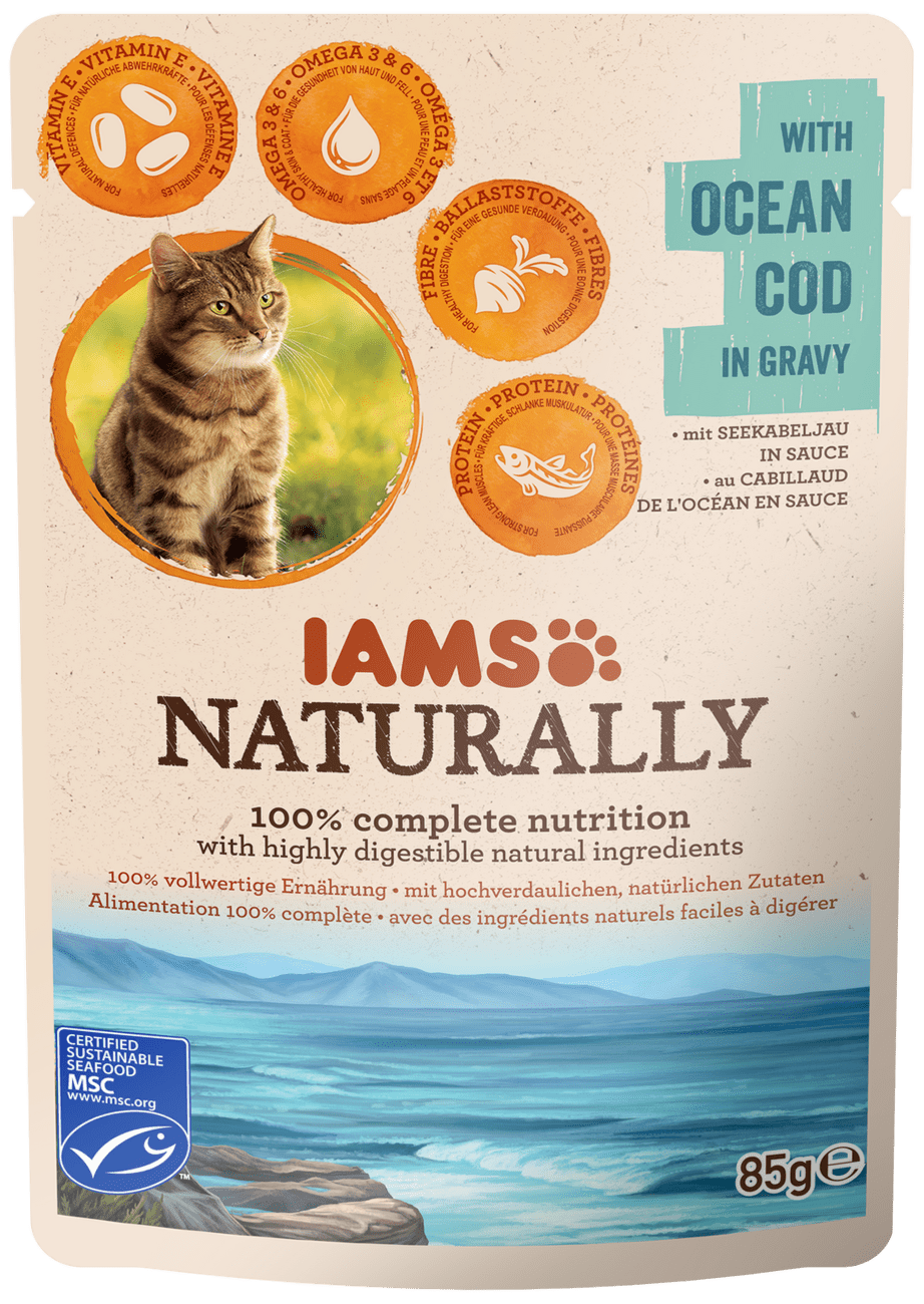 IAMS Naturally Adult Cat with Natural Cod in Gravy 85g