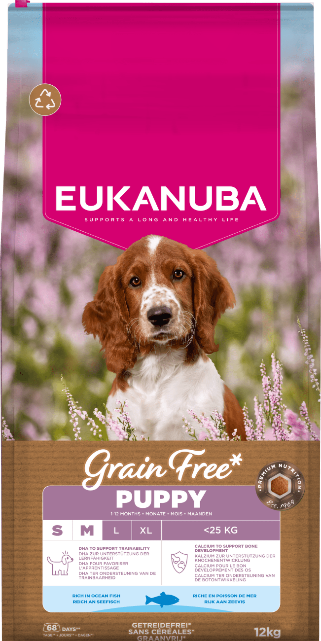 Krmivo Eukanuba Grain Free Puppy Small&Medium morské ryby 12kg