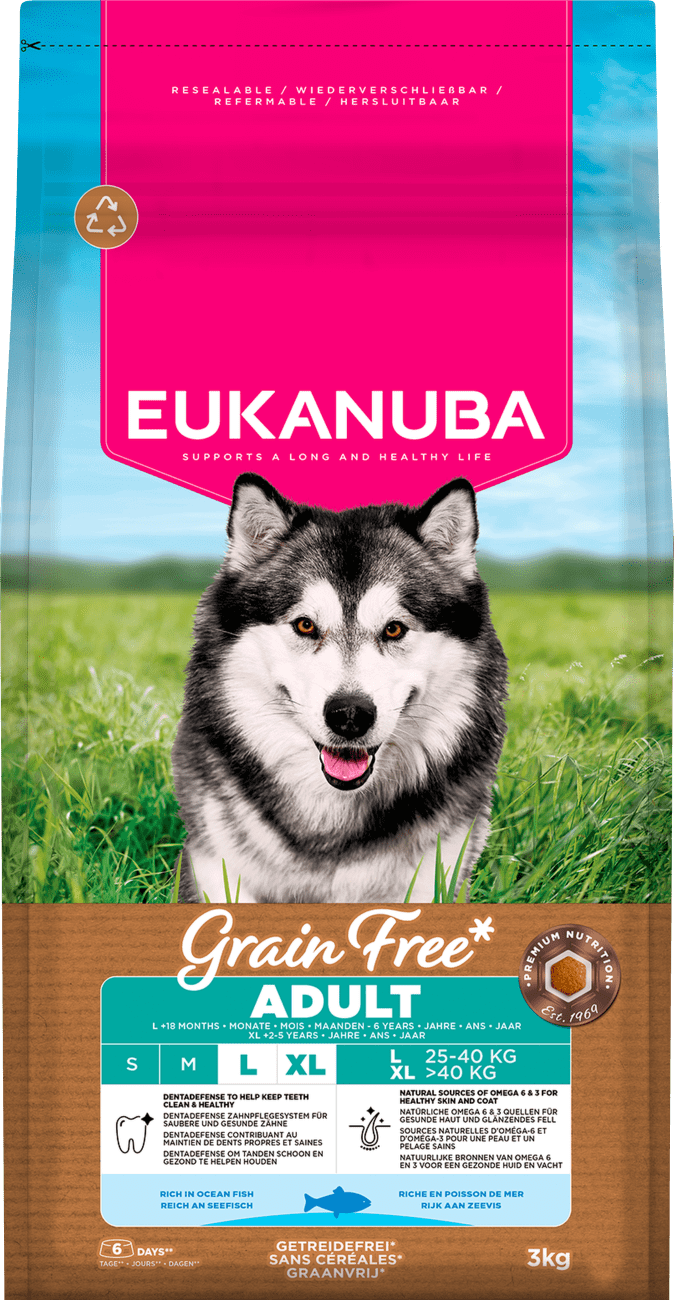 Krmivo Eukanuba Grain Free Adult Large morské ryby 3kg