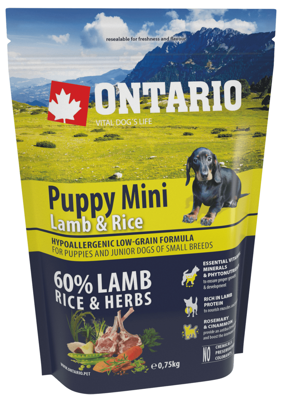 Ontario granuly Puppy Mini jahňa a ryža 0,75 kg