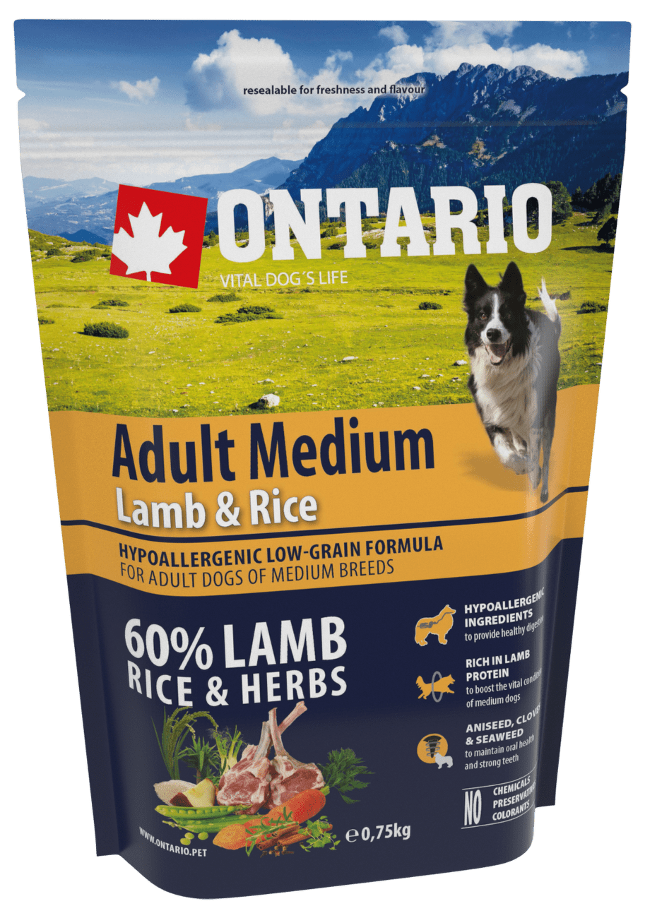 Ontario granuly Adult Medium jahňa a ryža 0,75 kg