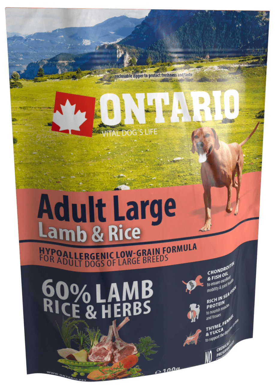 VZORKA Ontario Adult Large jahňa a ryža 0,1 kg