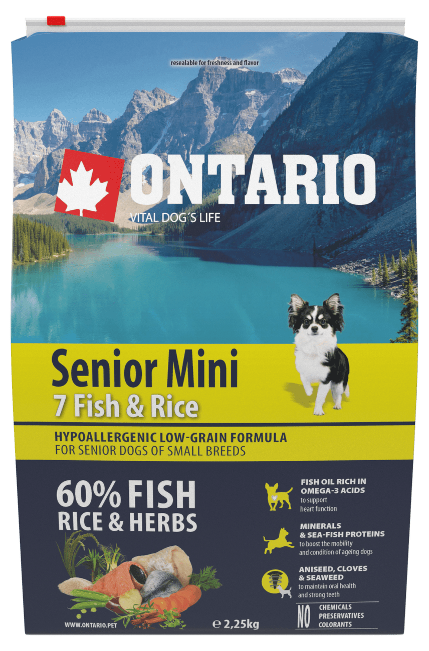 Ontario granuly Senior Mini ryba a ryža 2,25 kg