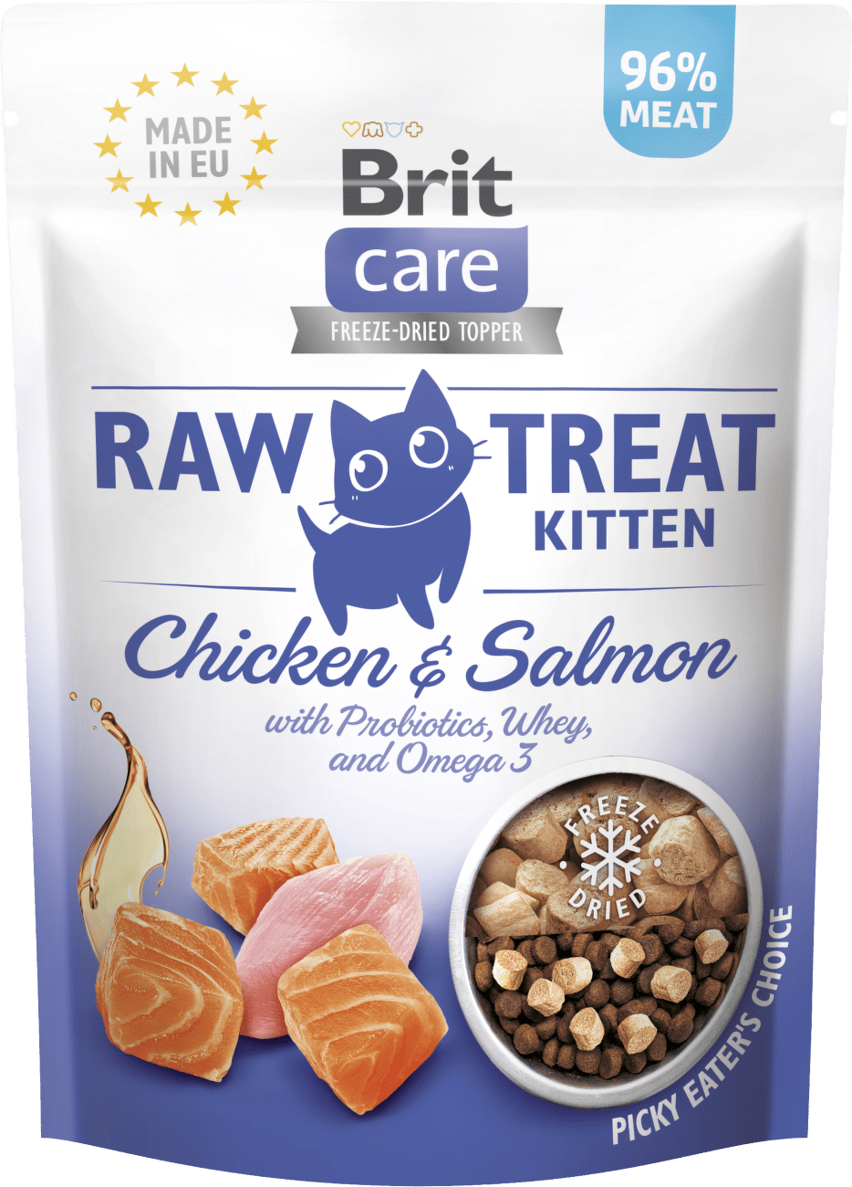 Pamlsek Brit Care RAW Cat Kitten losos + kuře 40 g