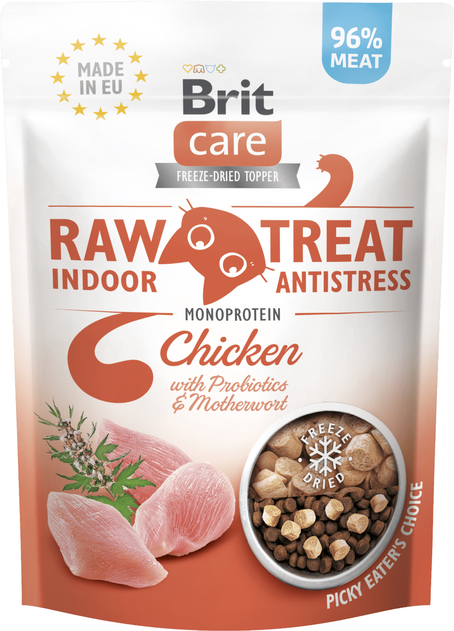 Pamlsek Brit Care RAW Cat Indoor a Antistress kuře 40 g