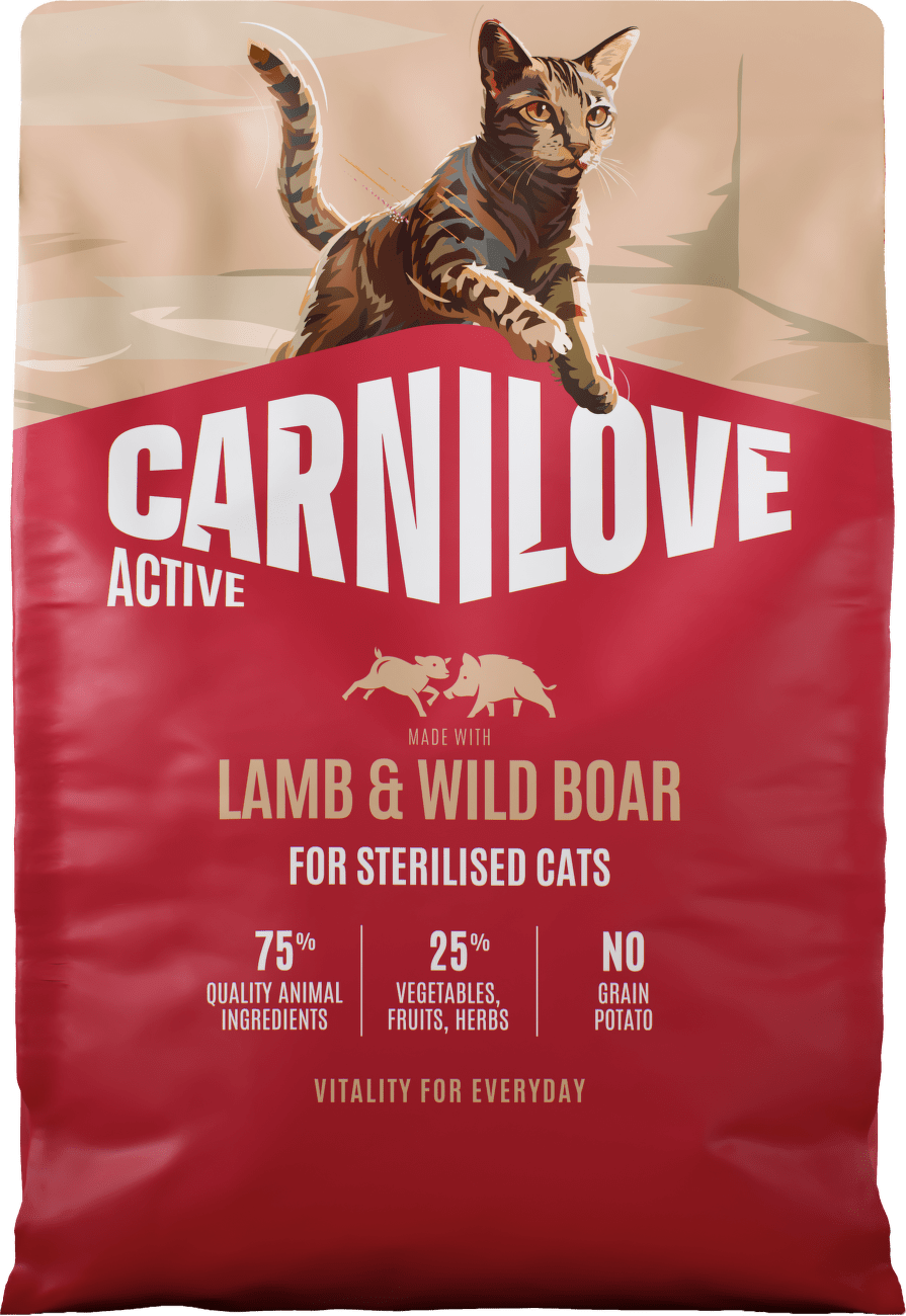 Granule CARNILOVE Active pro sterilizované kočky jehněčí a divočák 2 kg