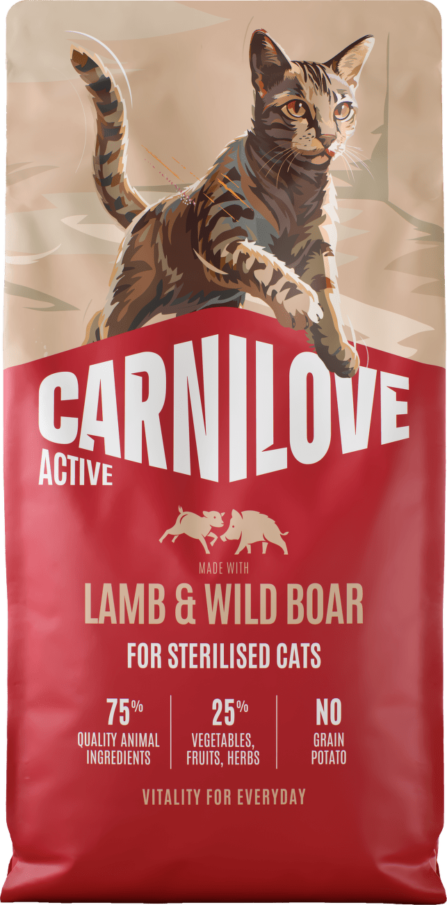Granule CARNILOVE Active pro sterilizované kočky jehněčí a divočák 6 kg